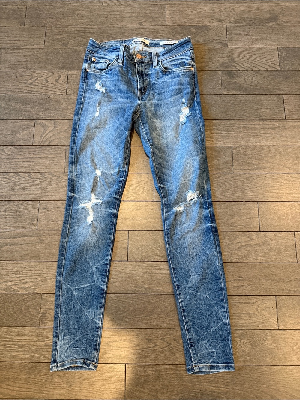 Guess Women's Blue Distressed Skinny Jeans